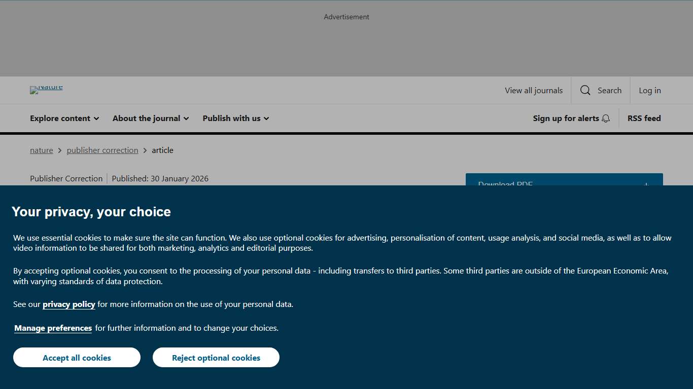 Publisher Correction: A domed pachycephalosaur from the early Cretaceous of Mongolia Nature
