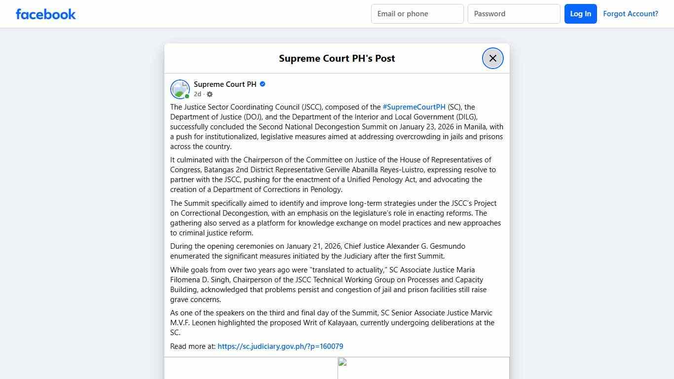 The Justice Sector Coordinating Council... - Supreme Court PH Facebook